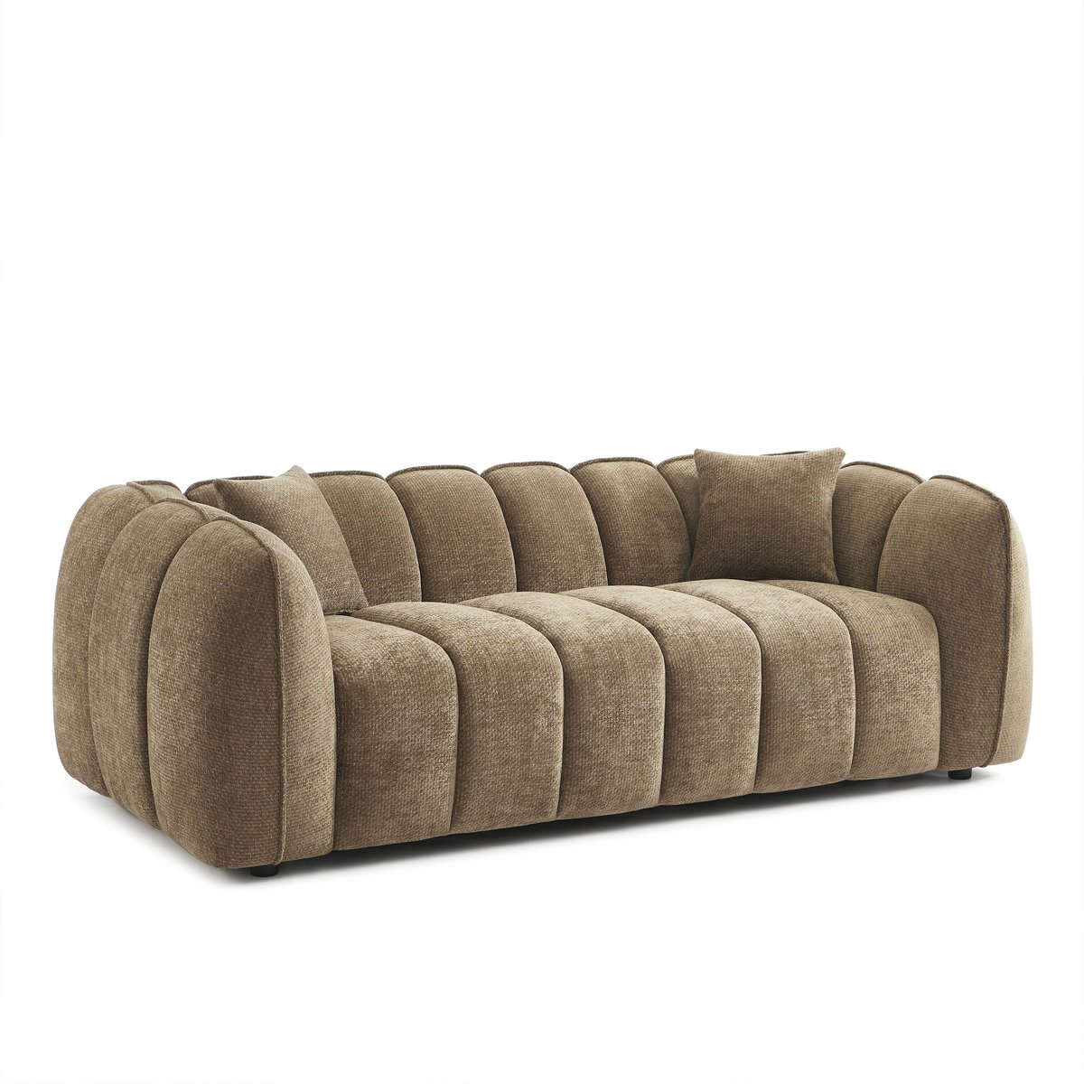 Canapé droit 3 places en tissu MATILDA marron, SORELH