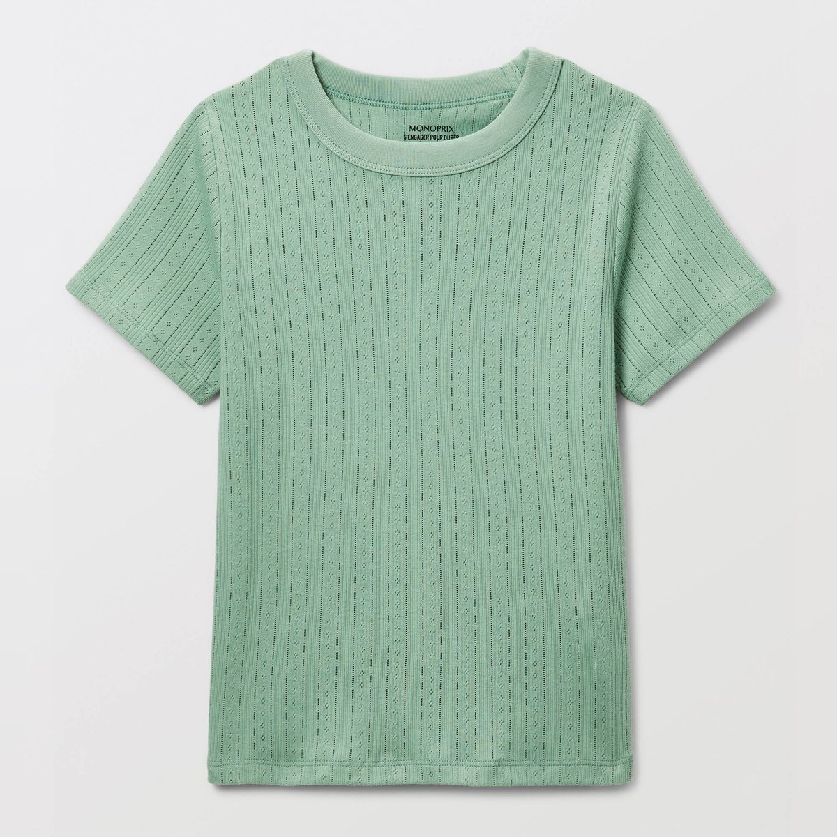 T-shirt en pointelle unie pousse, MONOPRIX