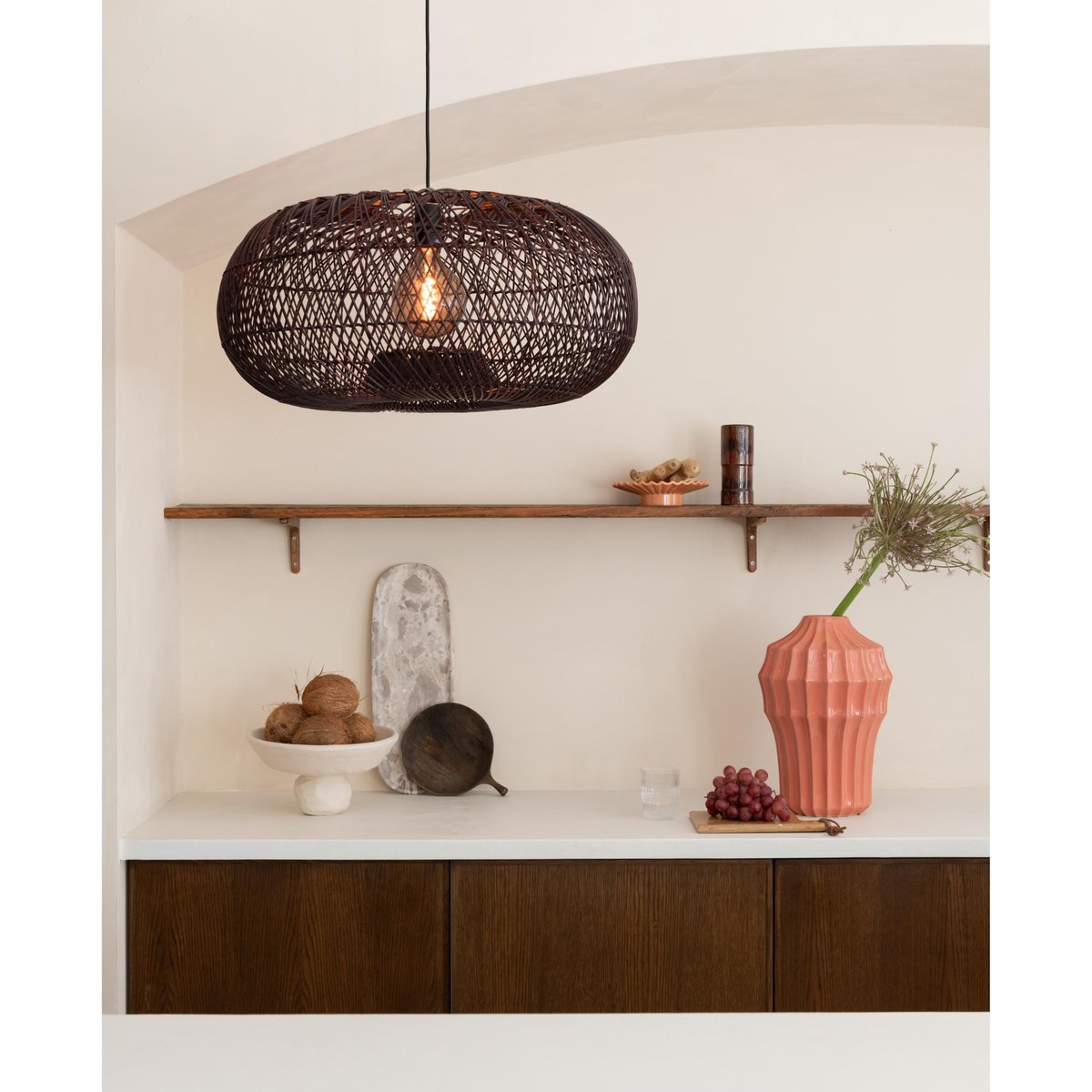 Lampe Suspendue Bambou ARIZONA bordeaux, GOOD & MOJO
