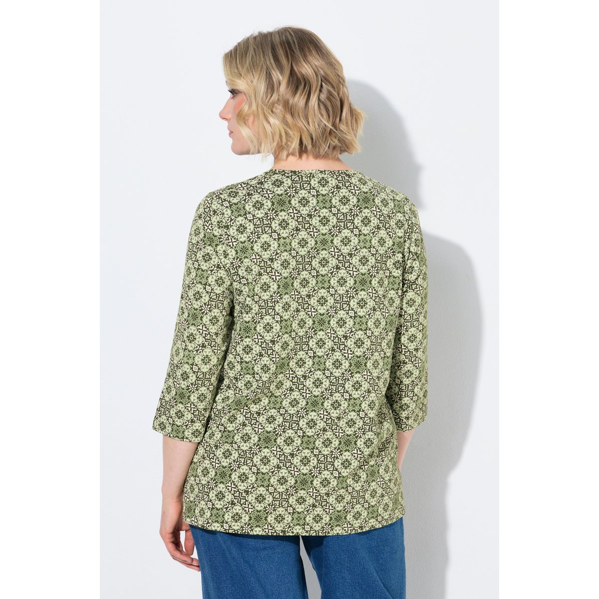 T-shirt avec plis fantaisie kaki foncé, ULLA POPKEN