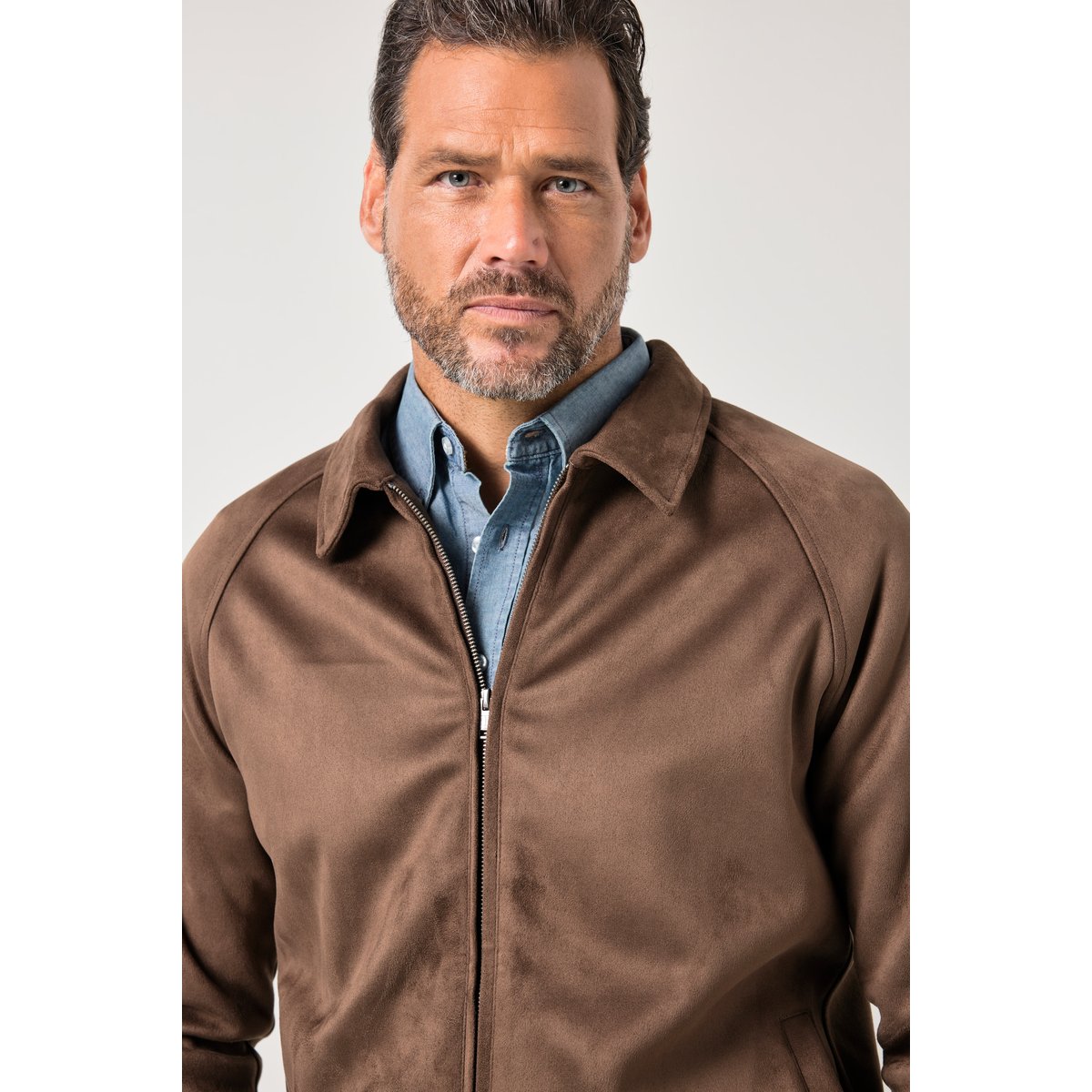 Blouson JP 1880 imitation cuir suédé marron foncé, JP1880