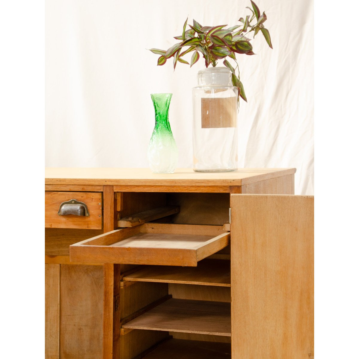 Meuble de métier comptoir en chêne Fernand N°486 - Bon état bois clair, DEBONGOUT