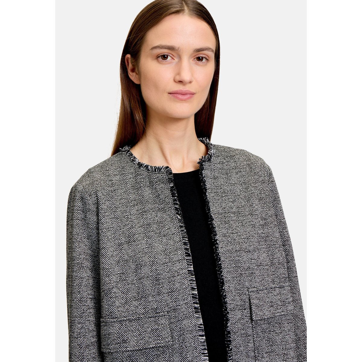 Veste en jersey à franges noir/gris, BETTY & CO
