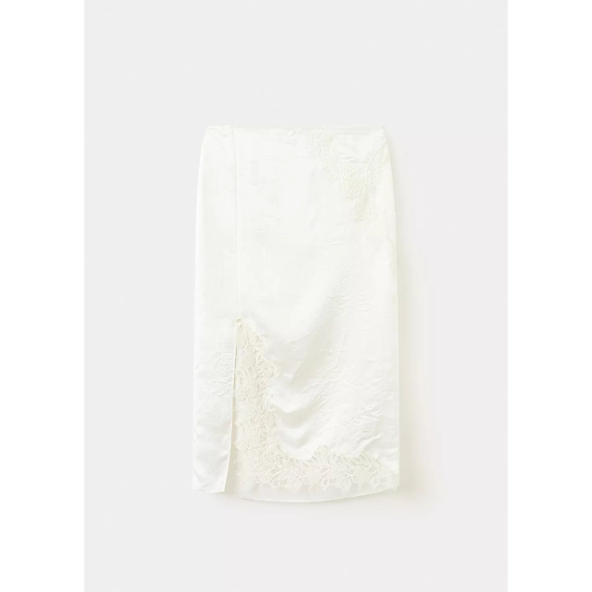 Jupe satinée dentelle blanc, MANGO