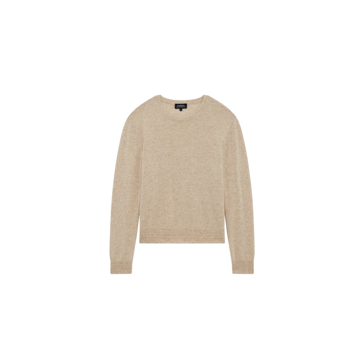 Pull droit col rond cachemire MJANICE sable, CAROLL