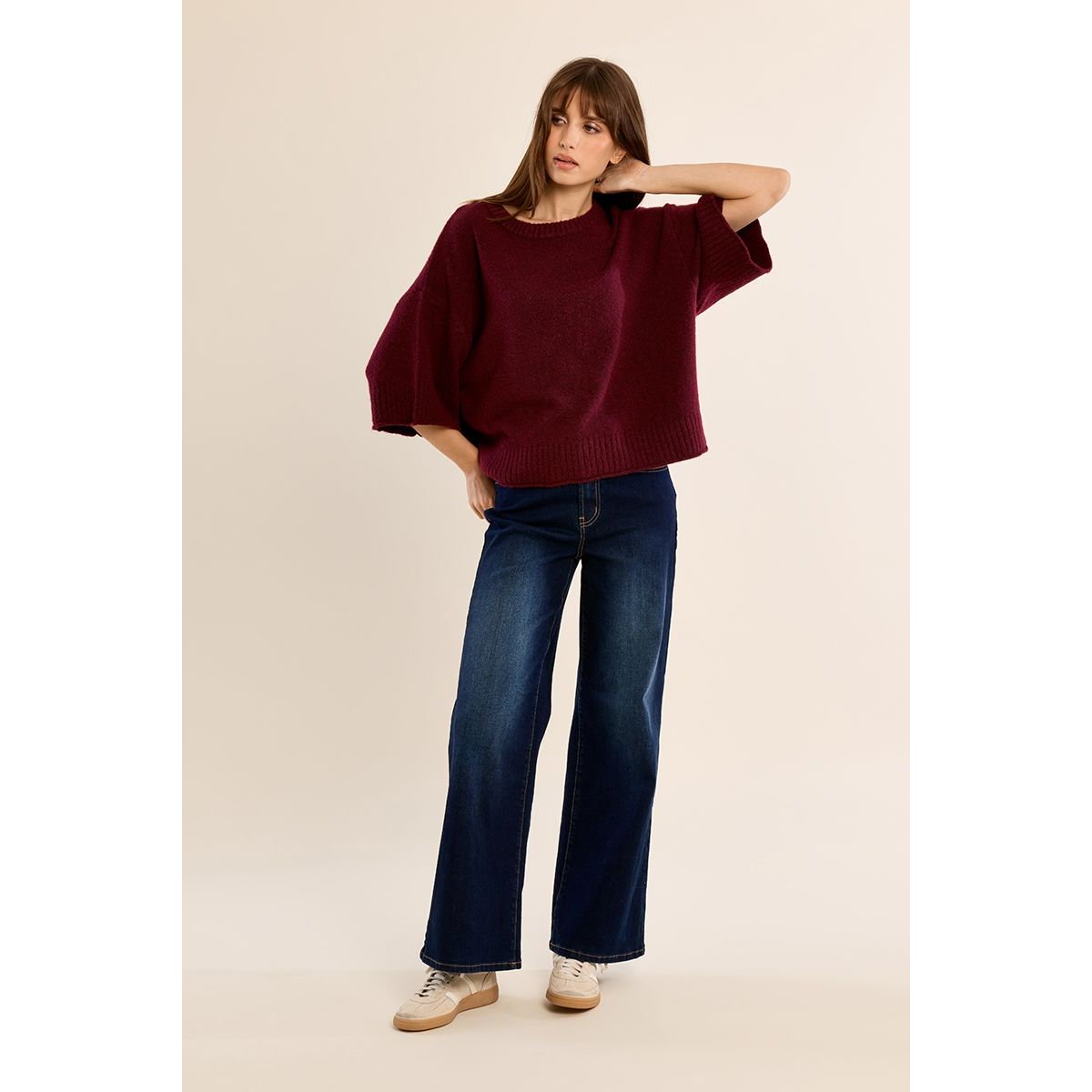 Pull en maille évasé dark red, MOLLY BRACKEN
