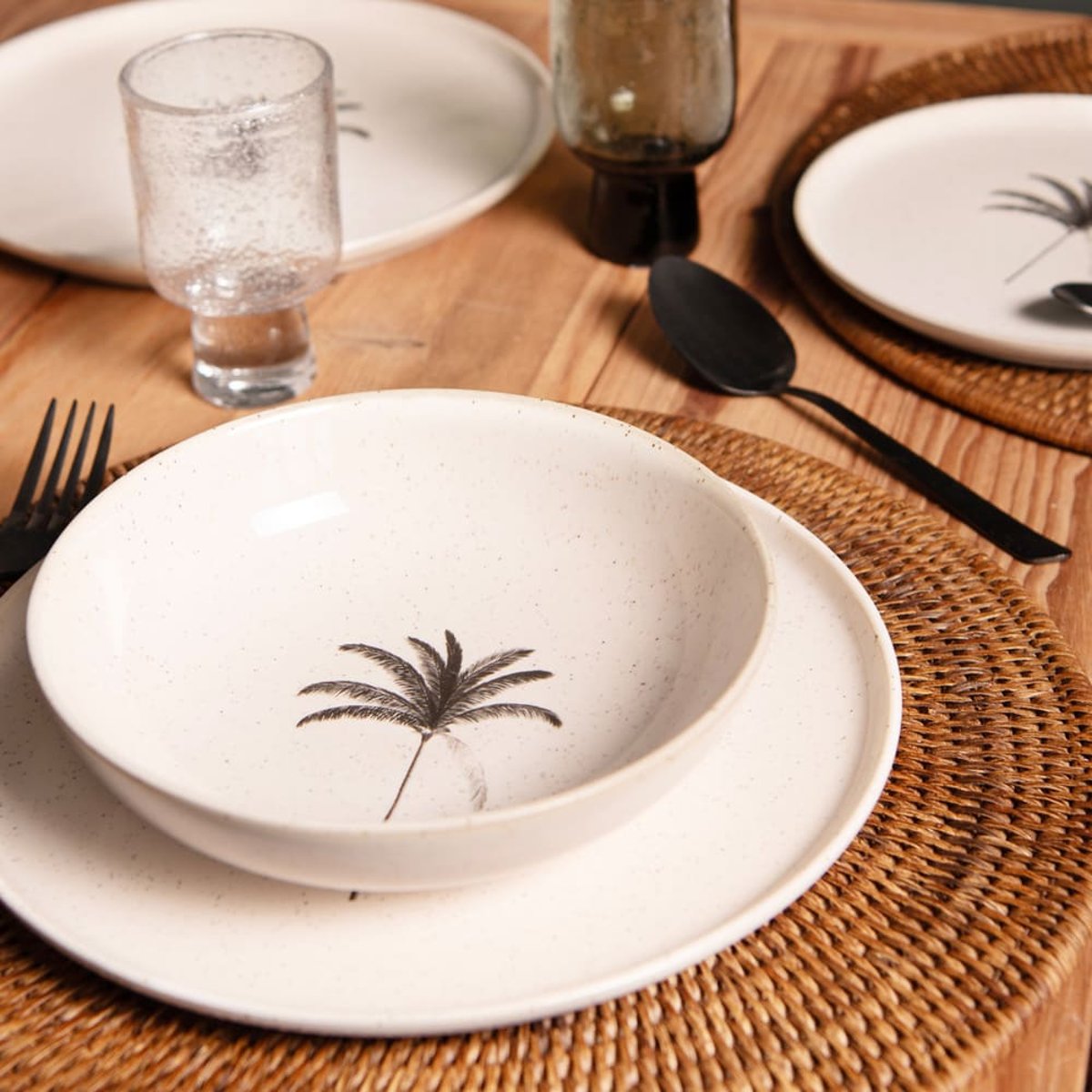 Assiette plate Palm 27 cm (lot de 6) blanc, TABLE PASSION