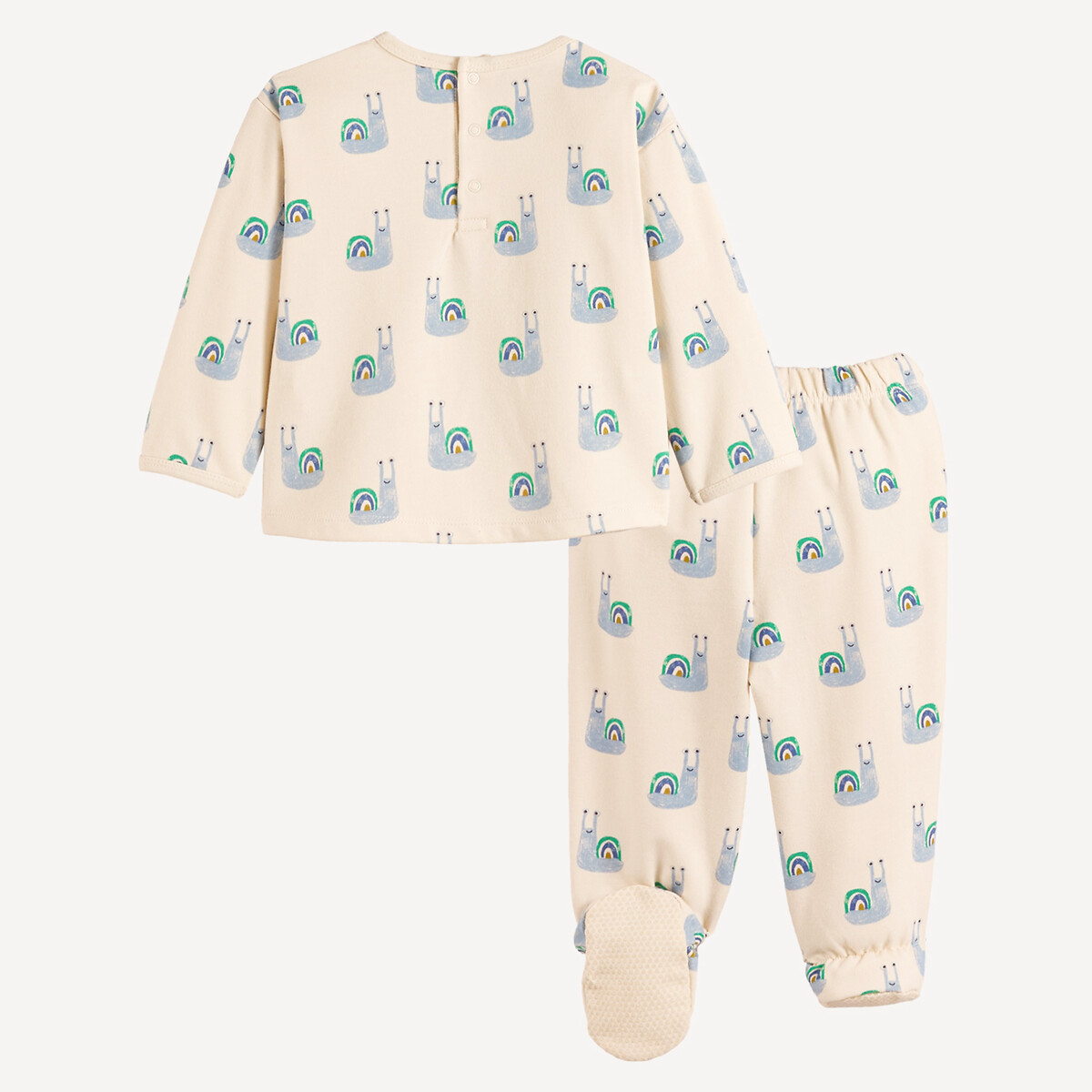 Pyjama 2 pièces en molleton, imprimé escargots imprimé, LA REDOUTE COLLECTIONS