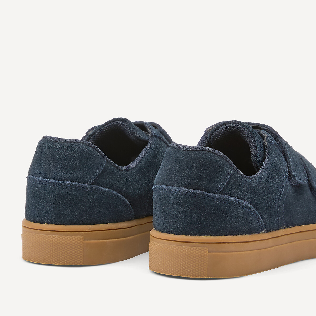 Baskets en cuir nubuck à scratchs bleu marine, LA REDOUTE COLLECTIONS