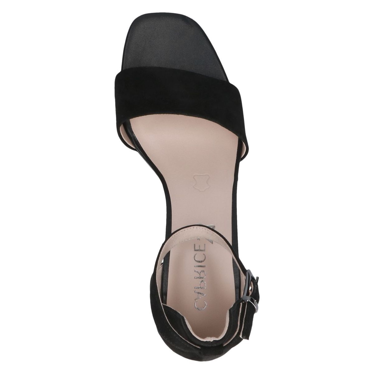 Sandale à talon en cuir noir suède, CAPRICE