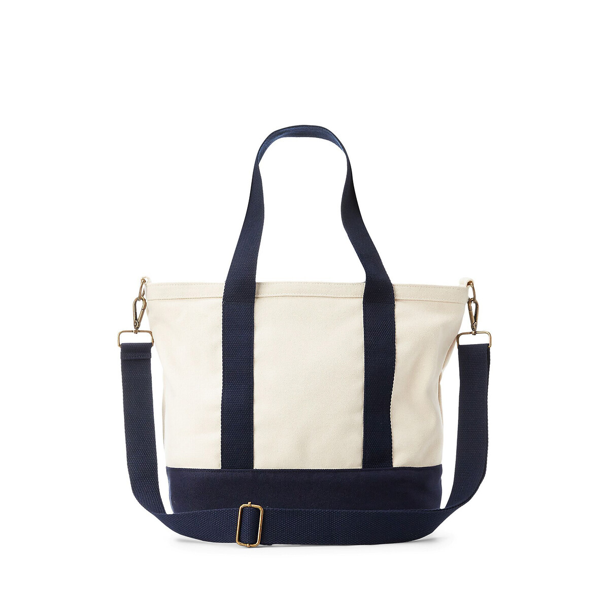 Embroidered Logo Cotton Handbag white + navy, POLO RALPH LAUREN