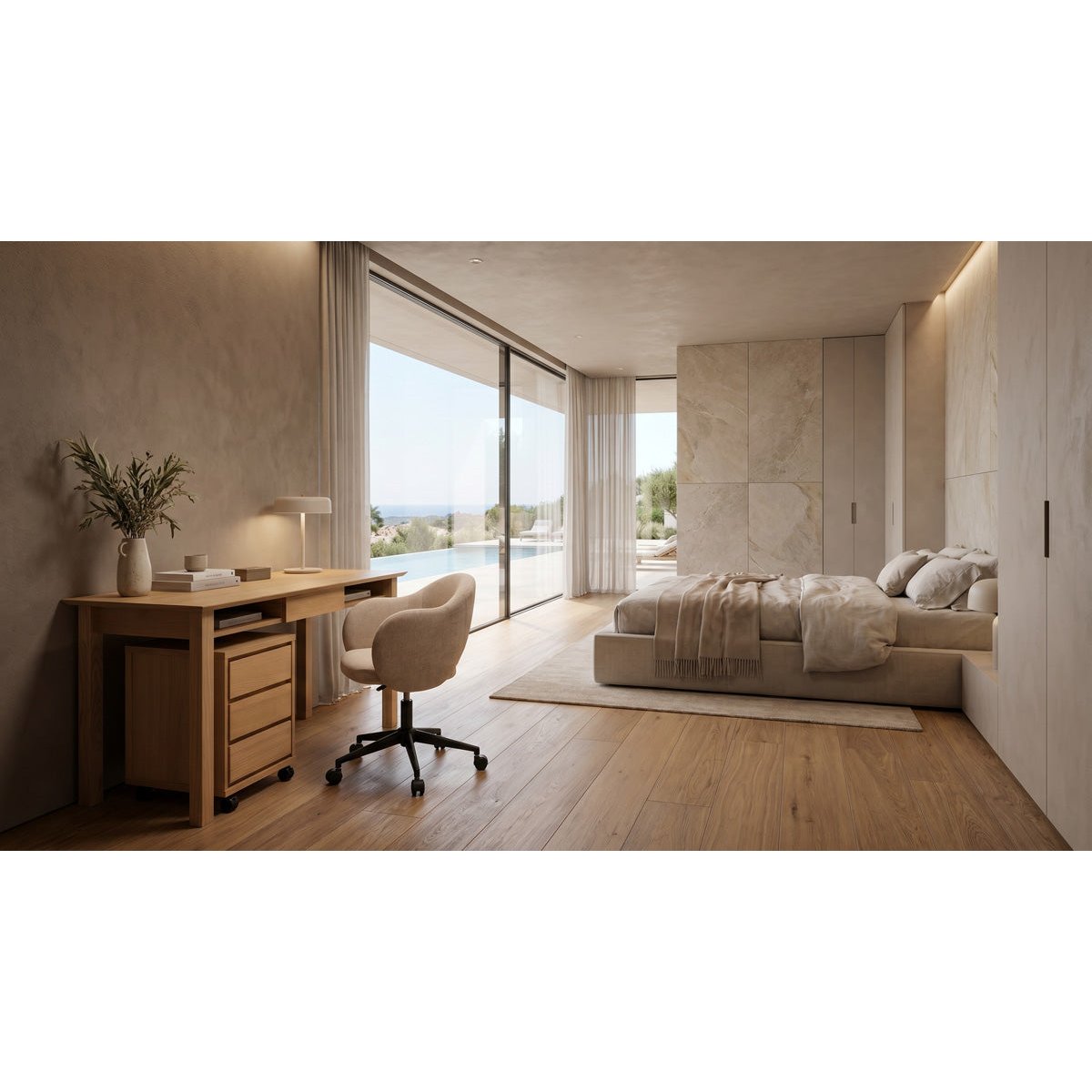 Chaise pivotante tissu sable, ZAGO
