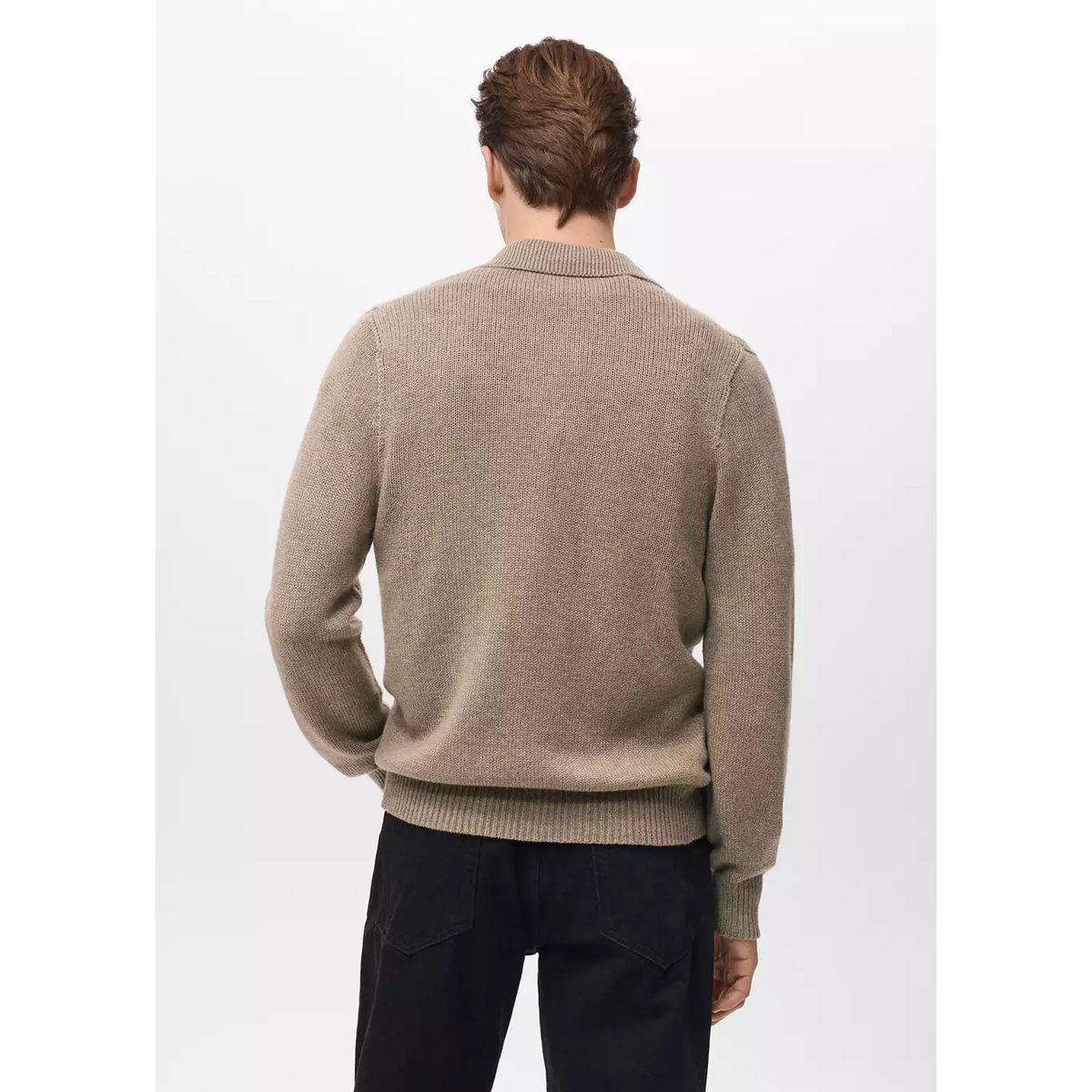 Cardigan maille laine mélangée beige, MANGO MAN