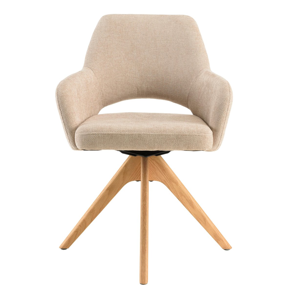 Chaise pivotante beige dossier droit - pieds bois LINEA beige, PIER IMPORT