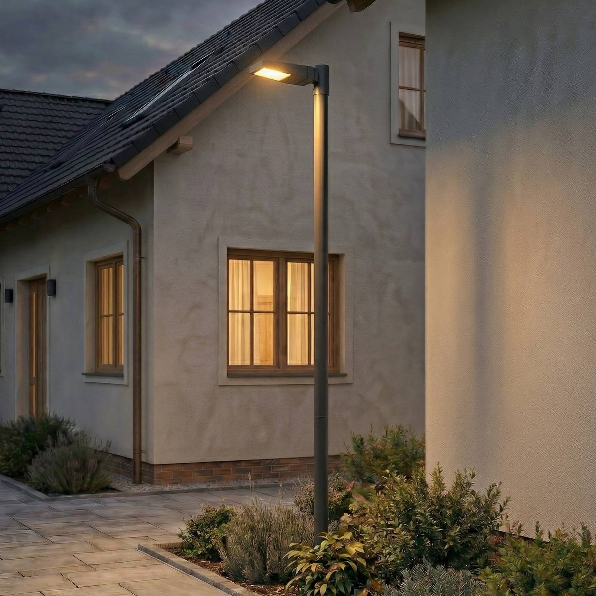 Lampadaire extérieur en métal moderneLED gris foncé, ARCCHIO