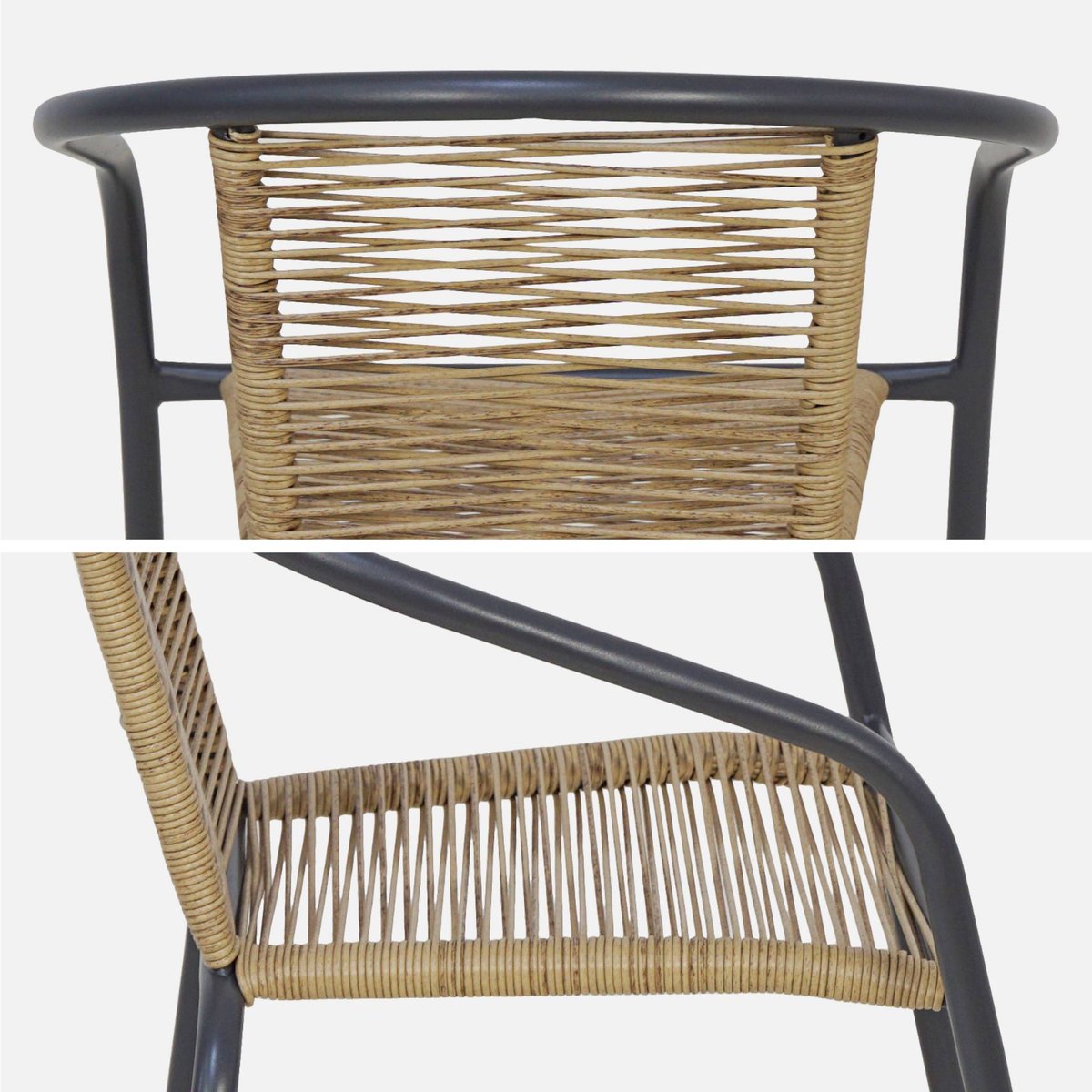 Fauteuil de jardin acier et résine (lot de 4) TONALA anthracite, SWEEEK
