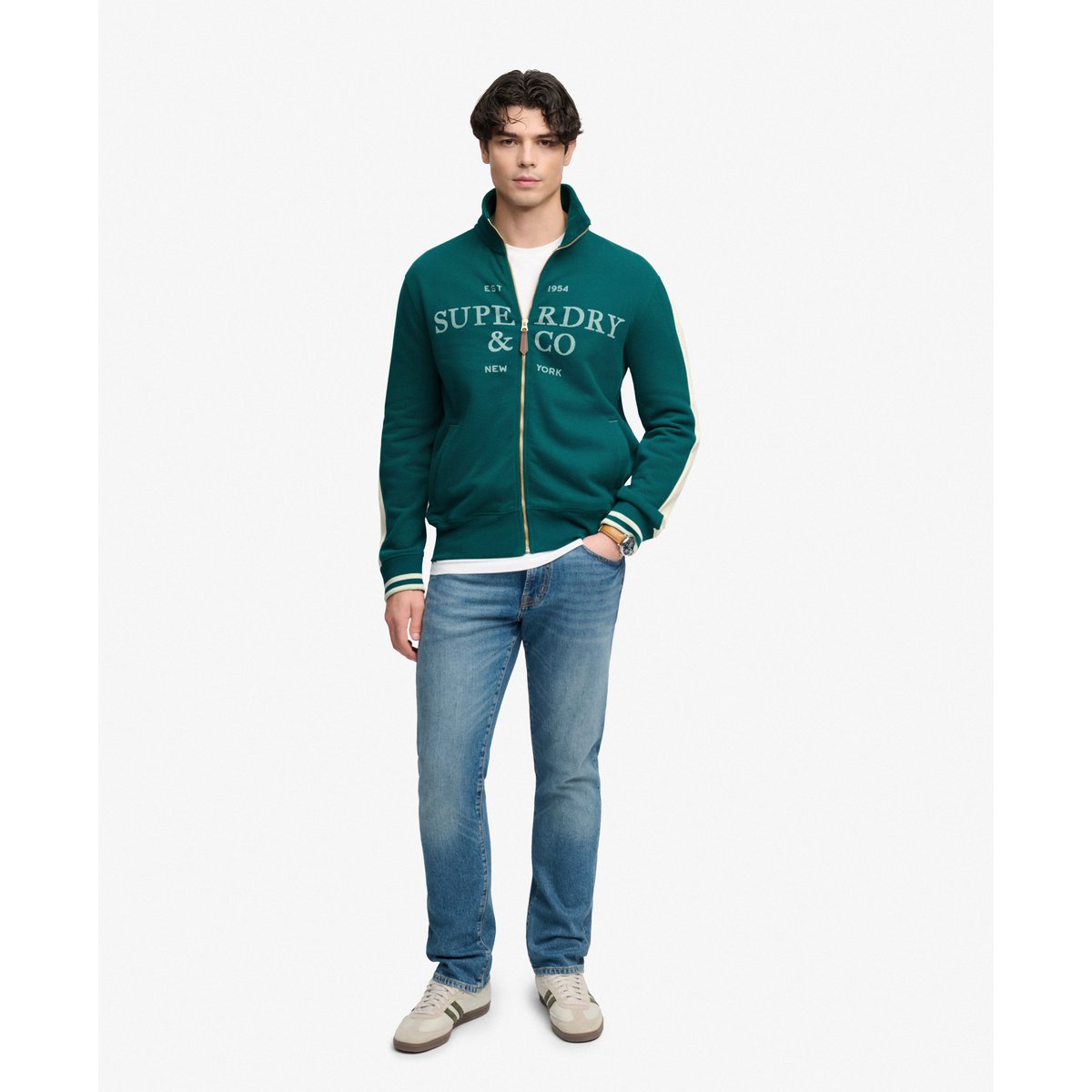 Veste Track Company Logo Coupe Décontractée vert forêt, SUPERDRY