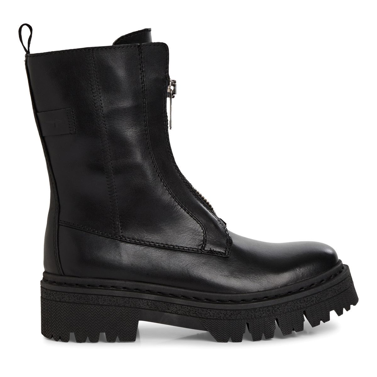 Bottine en cuir noir cuir, TAMARIS