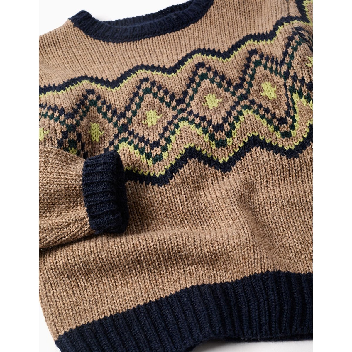 Pull en maille avec motif jacquard beige, ZIPPY