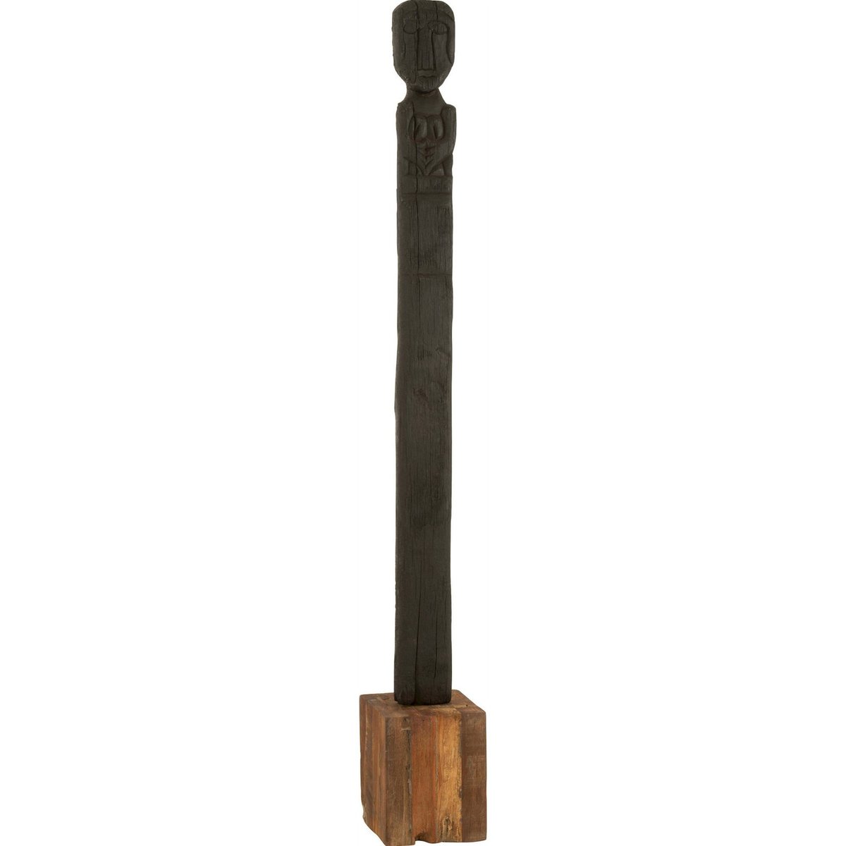 Statue décorative en bois, Kuru noir et bois naturel, RECOLLECTION