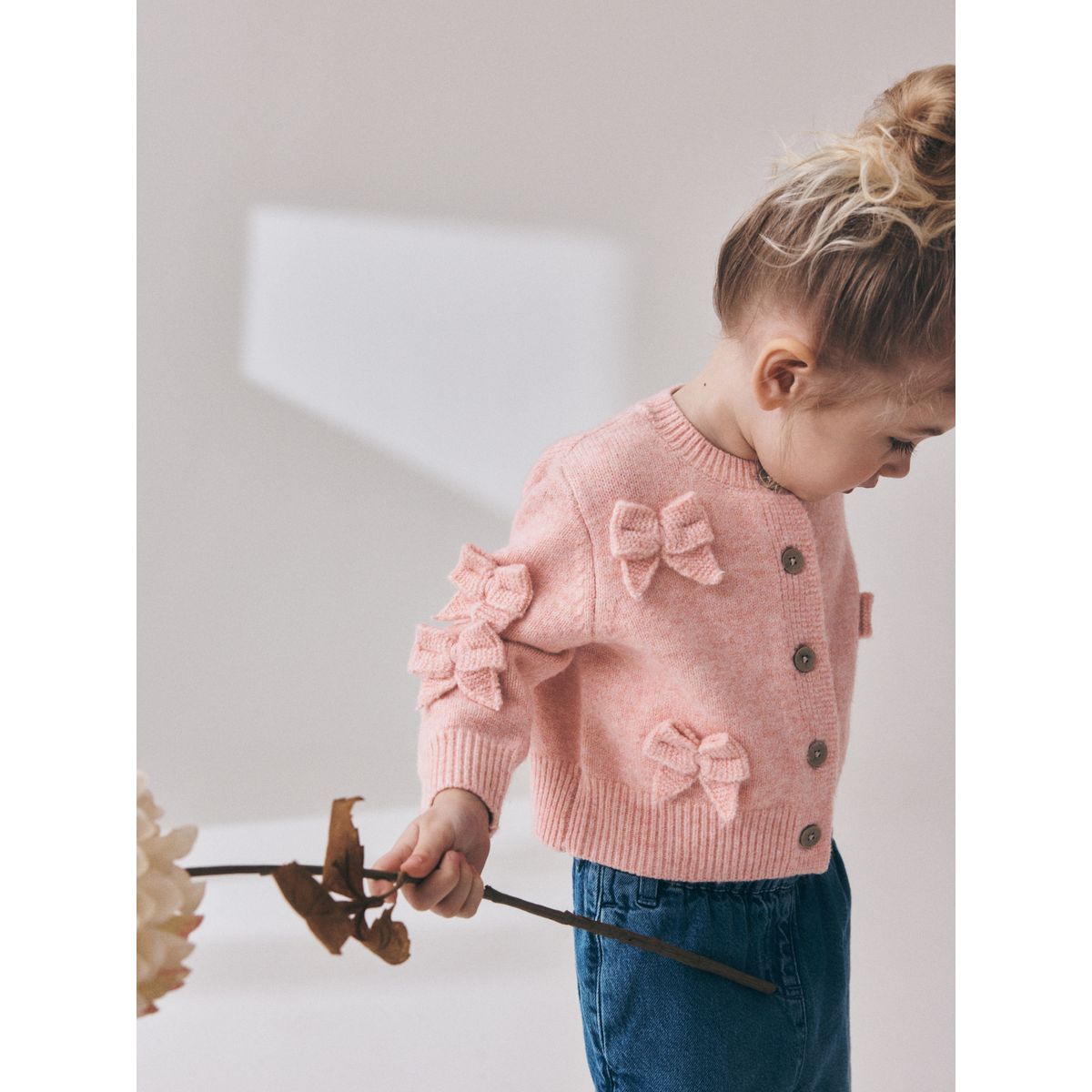 Cardigan brodé à nœud rose, NEXT