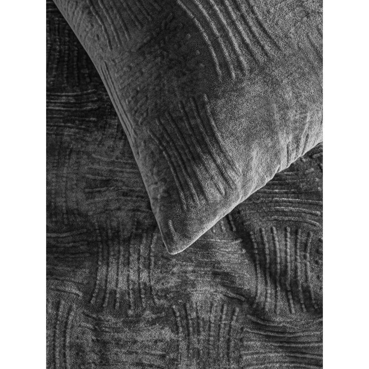 Parure de lit en velours à motif géométrique gris, NEXT