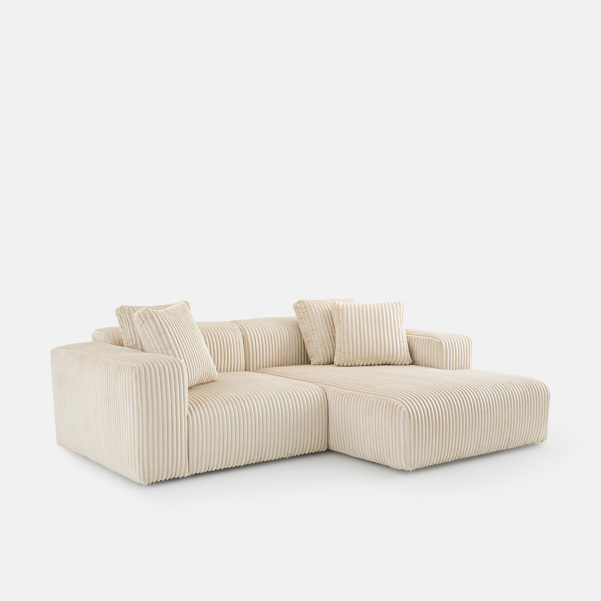 Canapé d'angle droit, en velours côtelé XL, LIORA ecru, LA REDOUTE INTERIEURS