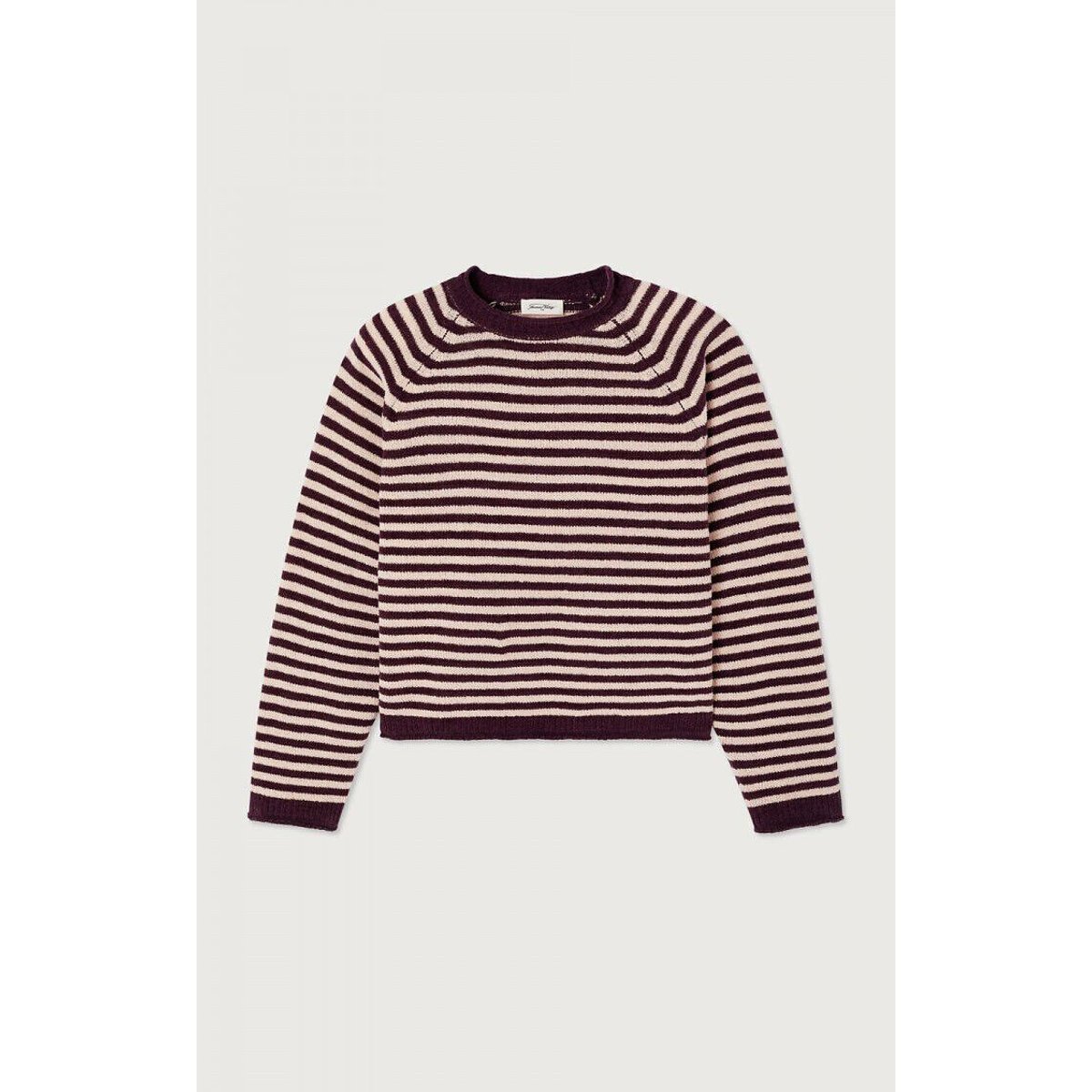 Camisola às riscas com gola redonda, EKEWOOD rosa/beringela, AMERICAN VINTAGE