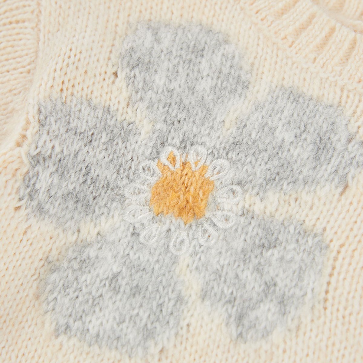 Pull fille imprimé fleurs blanc, BOBOLI