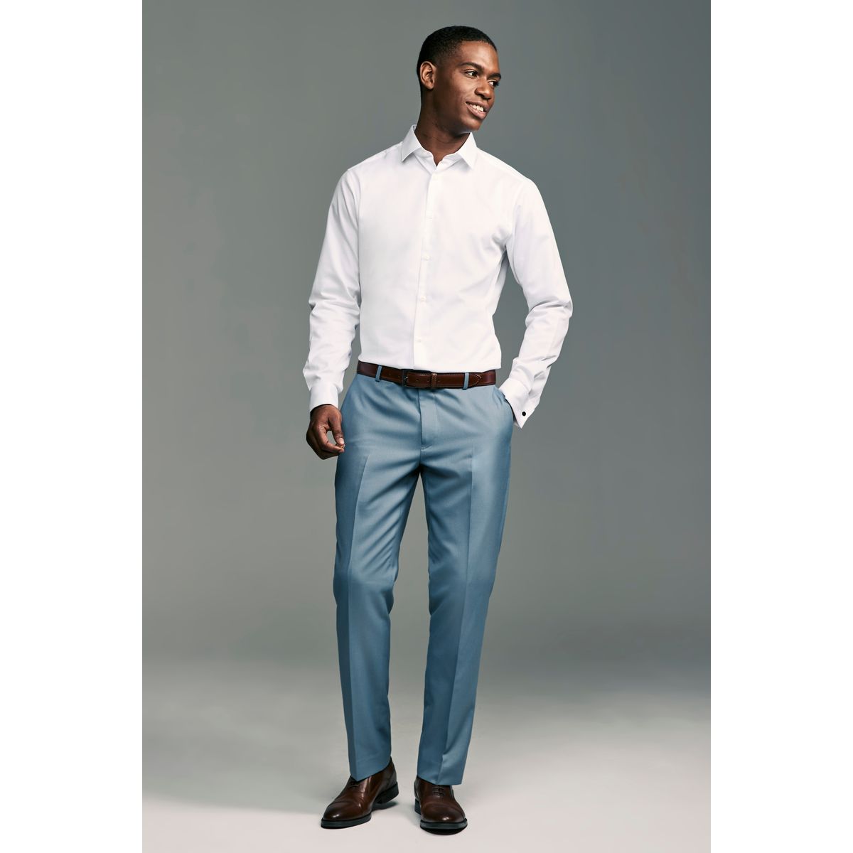 Chemise à poignet double facile d'entretien blanc, NEXT