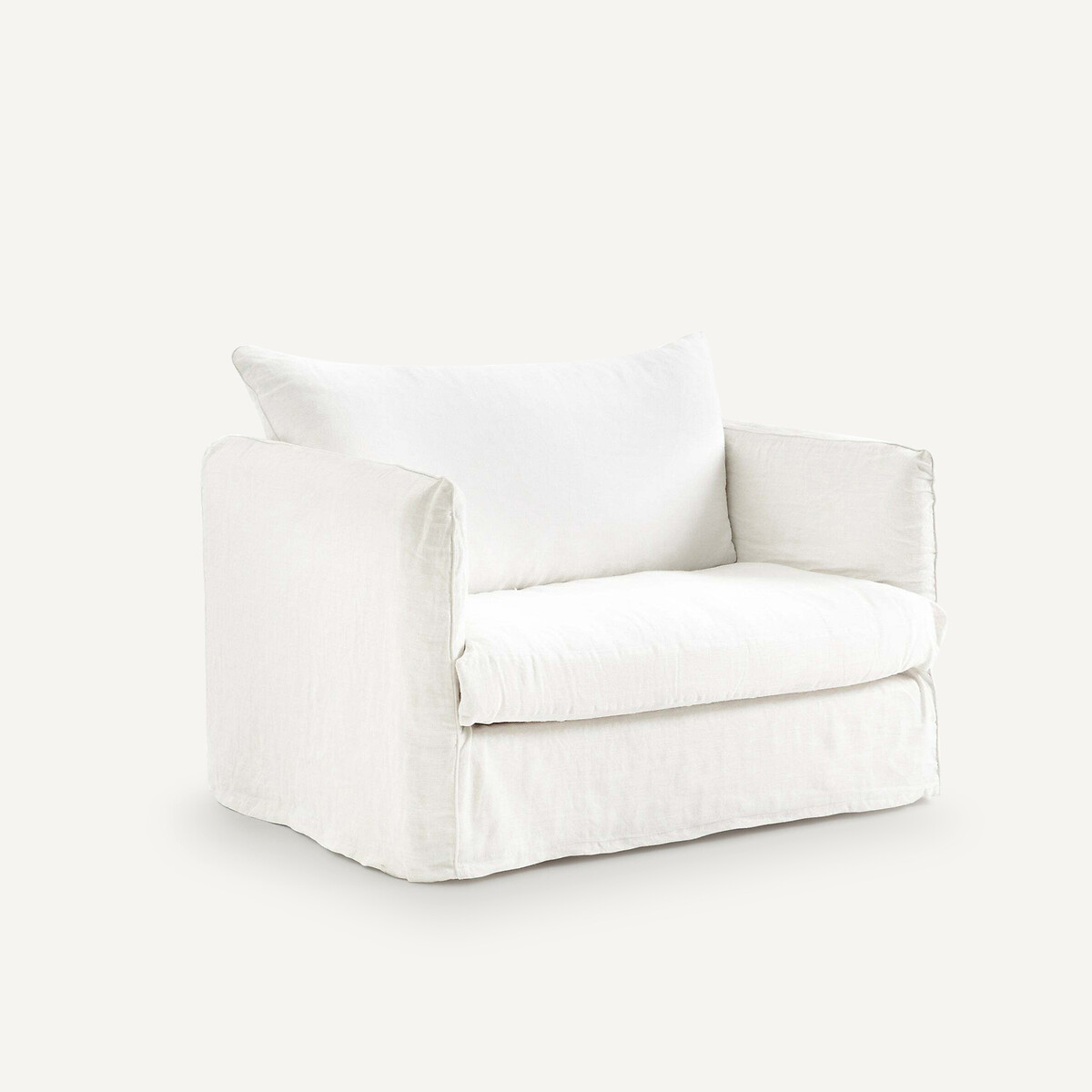 Fauteuil XL lin froissé, Neo Chiquito blanc, AM.PM