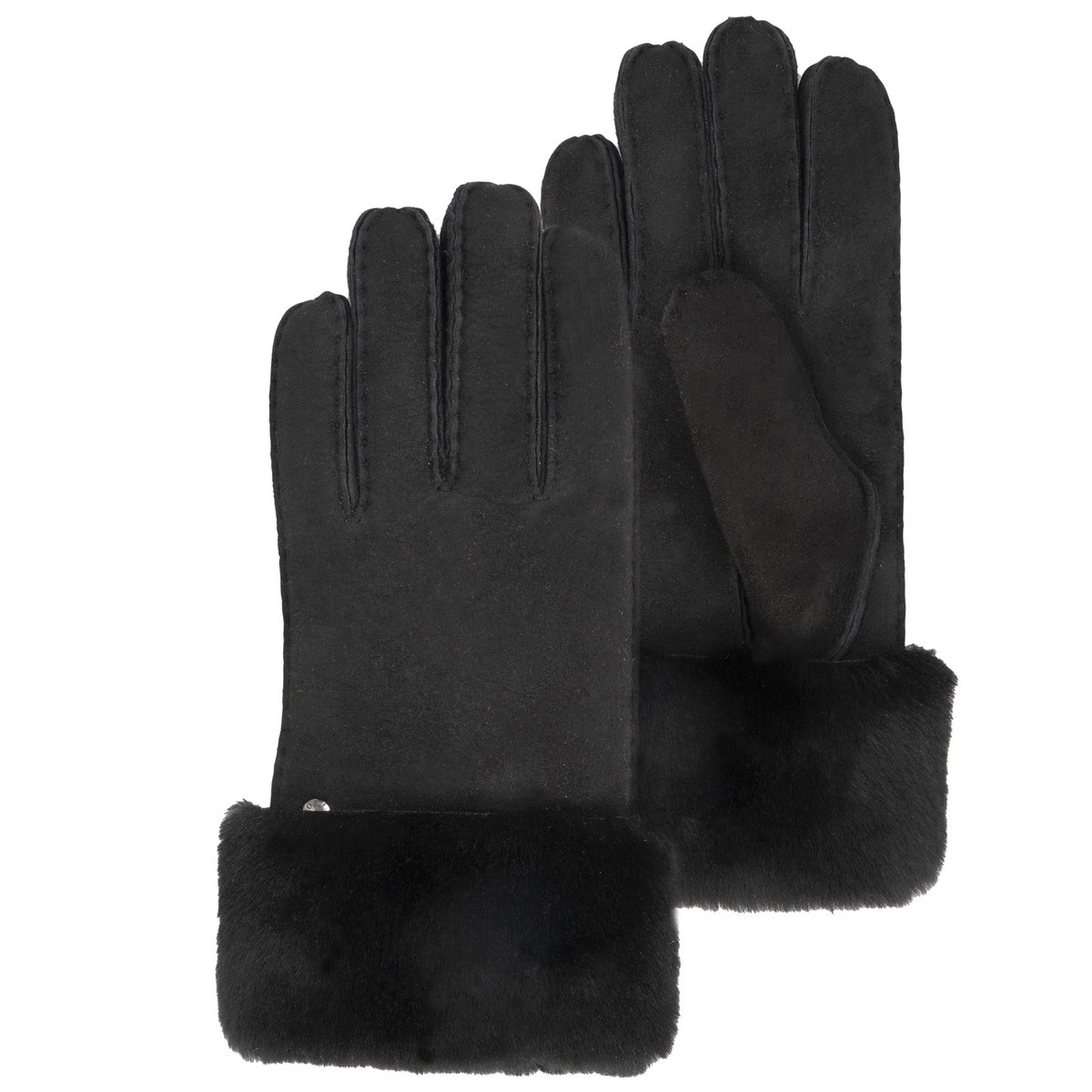 Gants chauds et doux, en cuir de mouton retourné, et intérieur imitation fourrure noir, ISOTONER