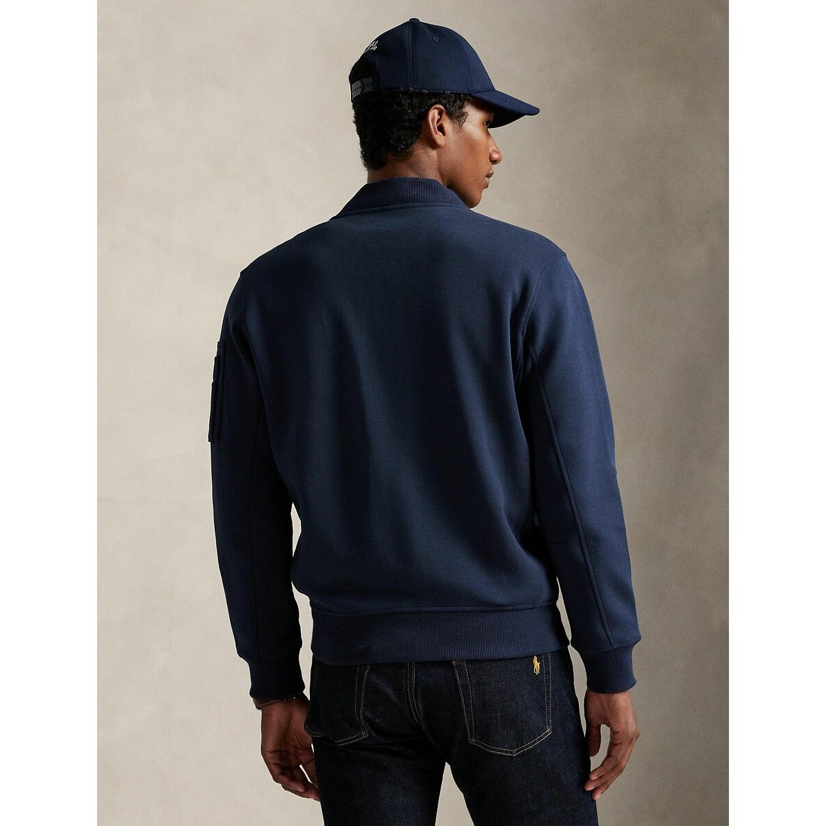 Veste zippée en double knit tech bleu marine, POLO RALPH LAUREN