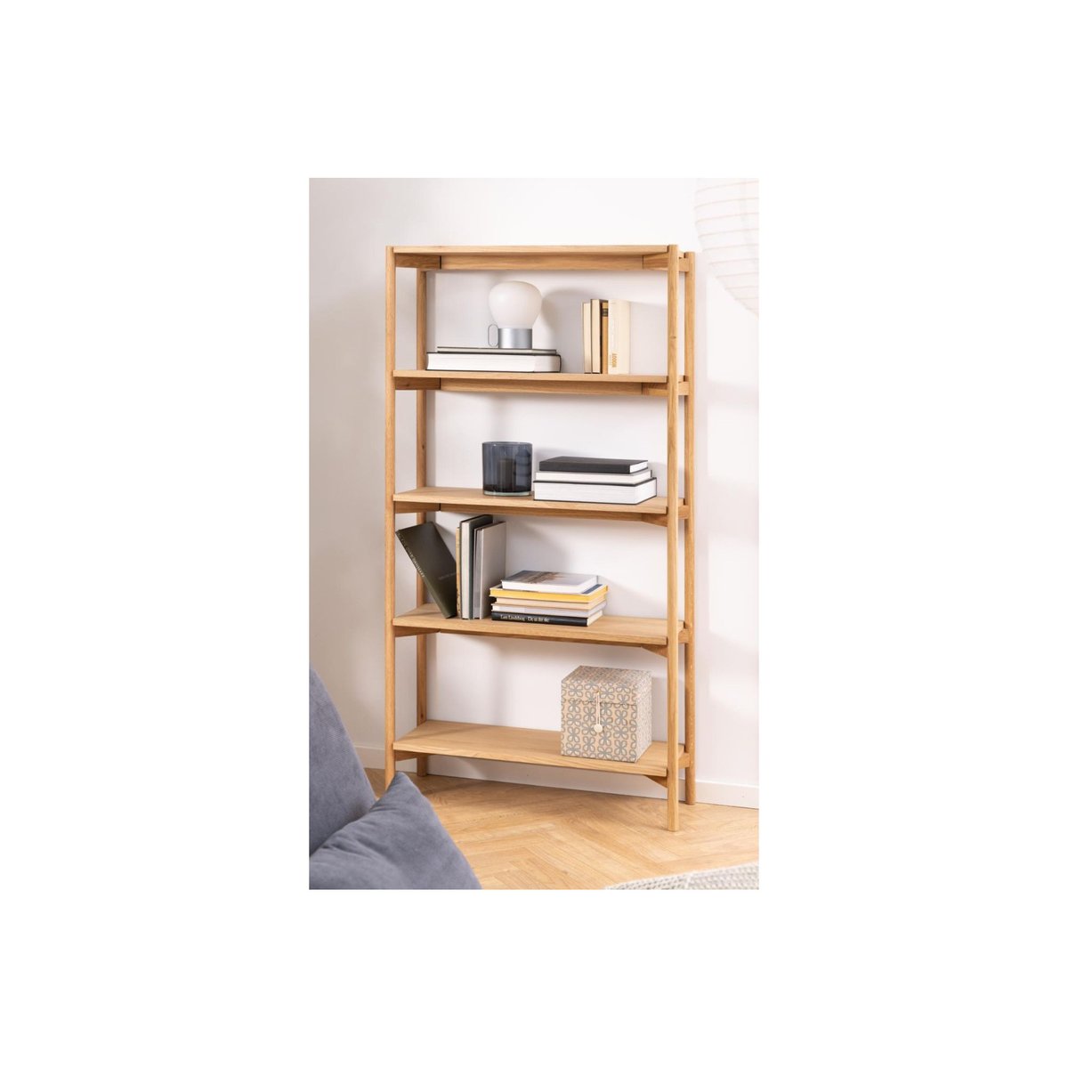 Bibliothèque scandinave en chêne clair 4 tablettes - BRENDA bois clair, HELLIN, DEPUIS 1862