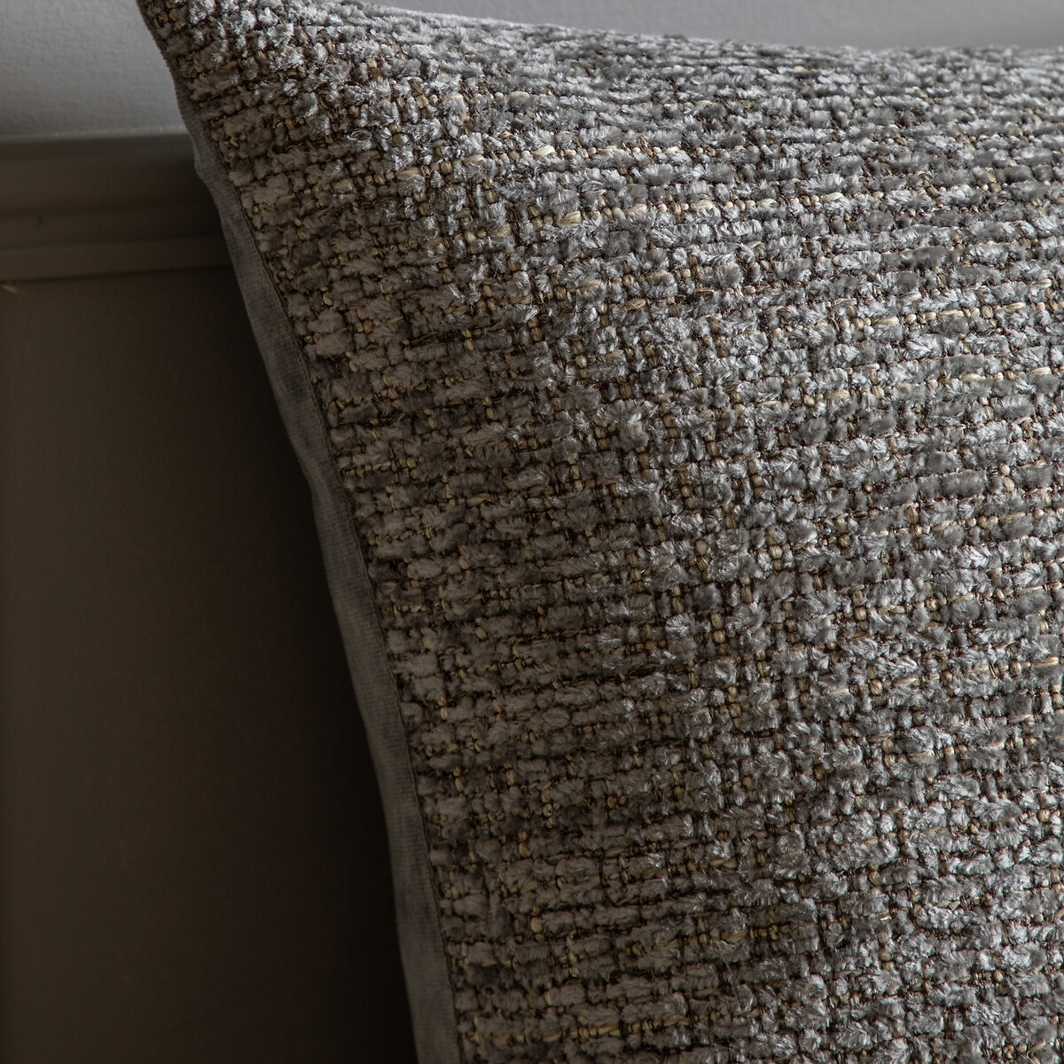 Herringbone Woven Filled Cushion grey, ÉDITÉ