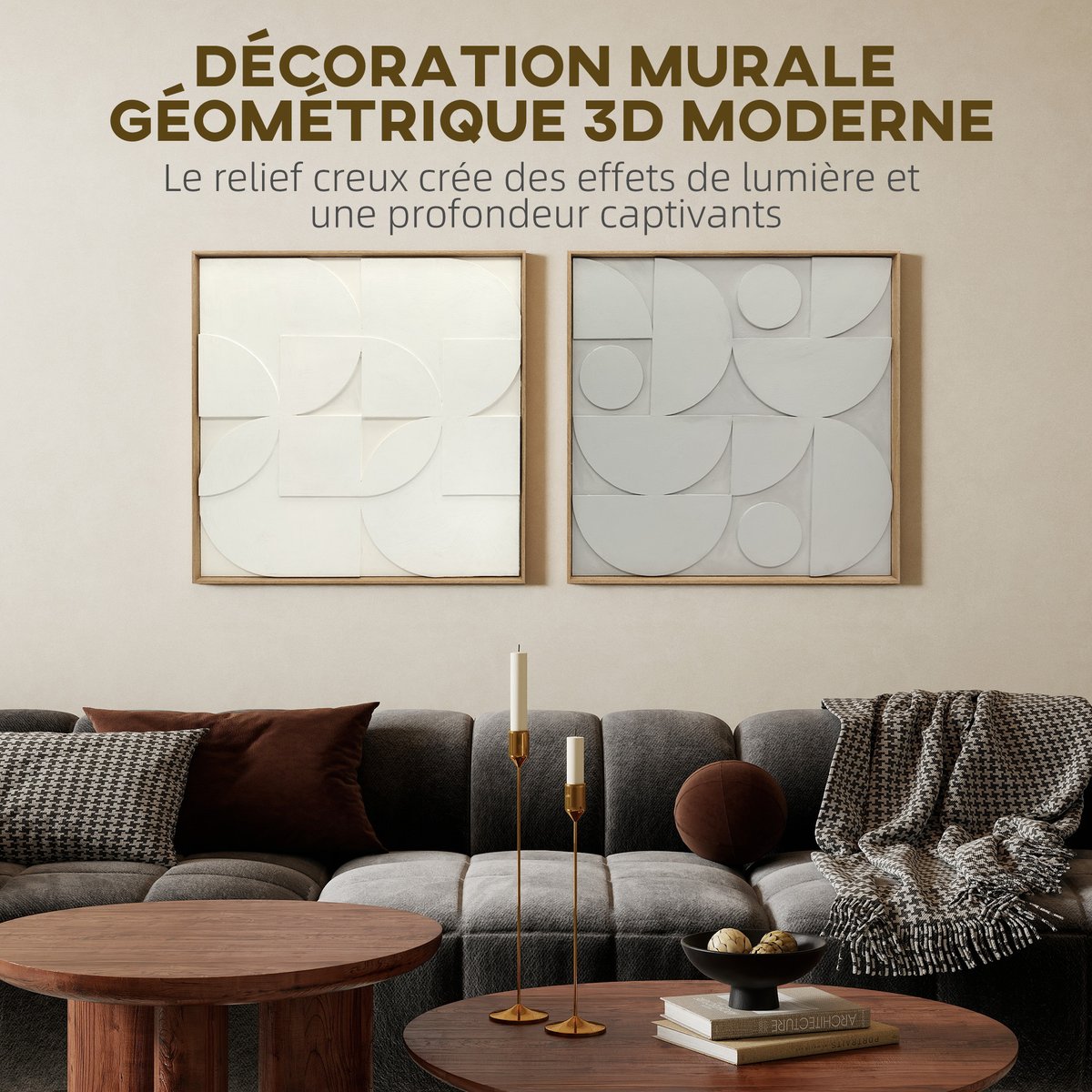 Décoration murale en bois EVA Blanc blanc, HOMCOM