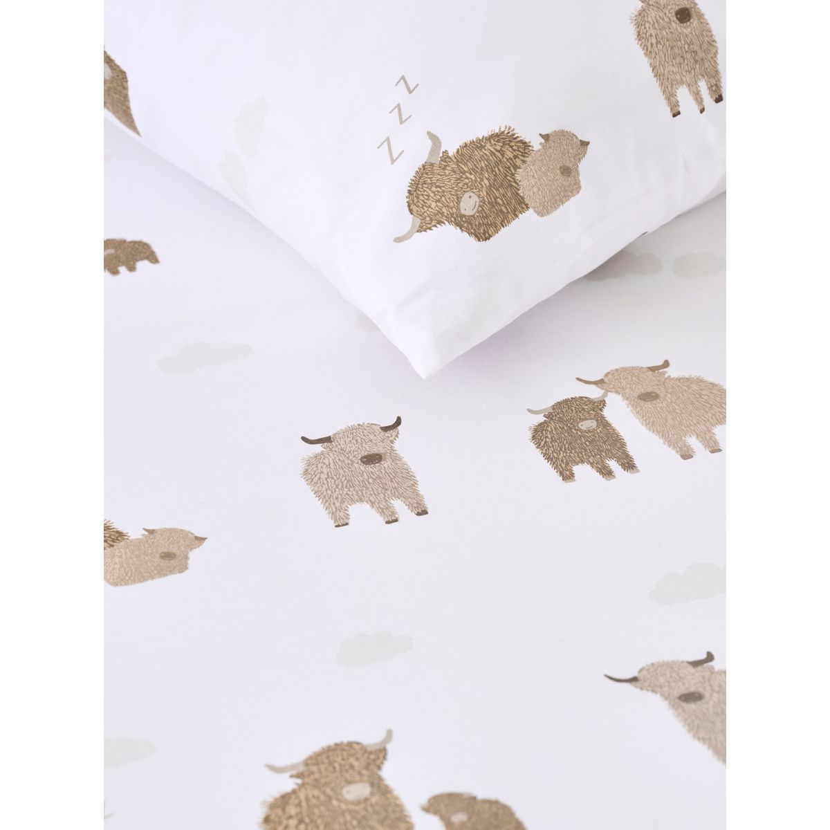 Parure drap-housse hamish vache des highland hamish blanc, NEXT