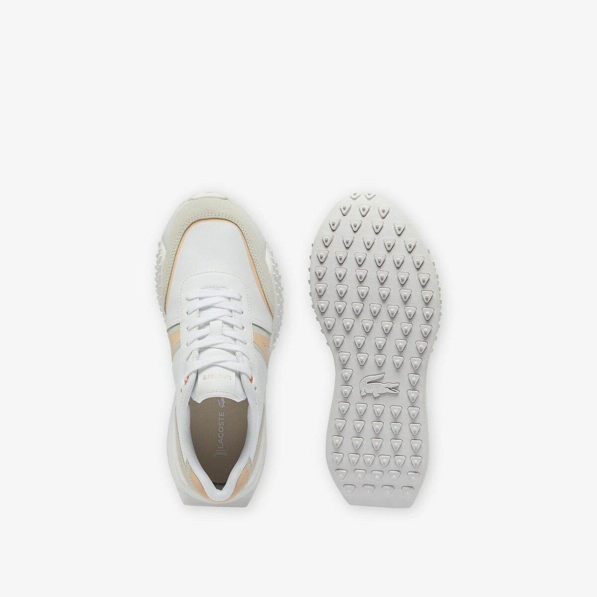 L Spin Deluxe Low Top Trainers in Leather white/beige, LACOSTE