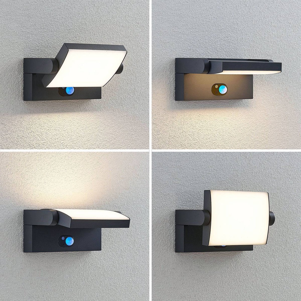 Lampe solaire extérieure en aluminiumLED gris foncé, blanc satiné, LINDBY