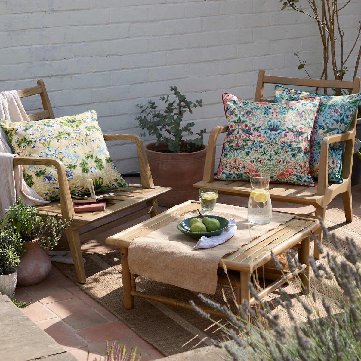 Strawberry Thief Outdoor Cushion mineral blue, MORRIS & CO.