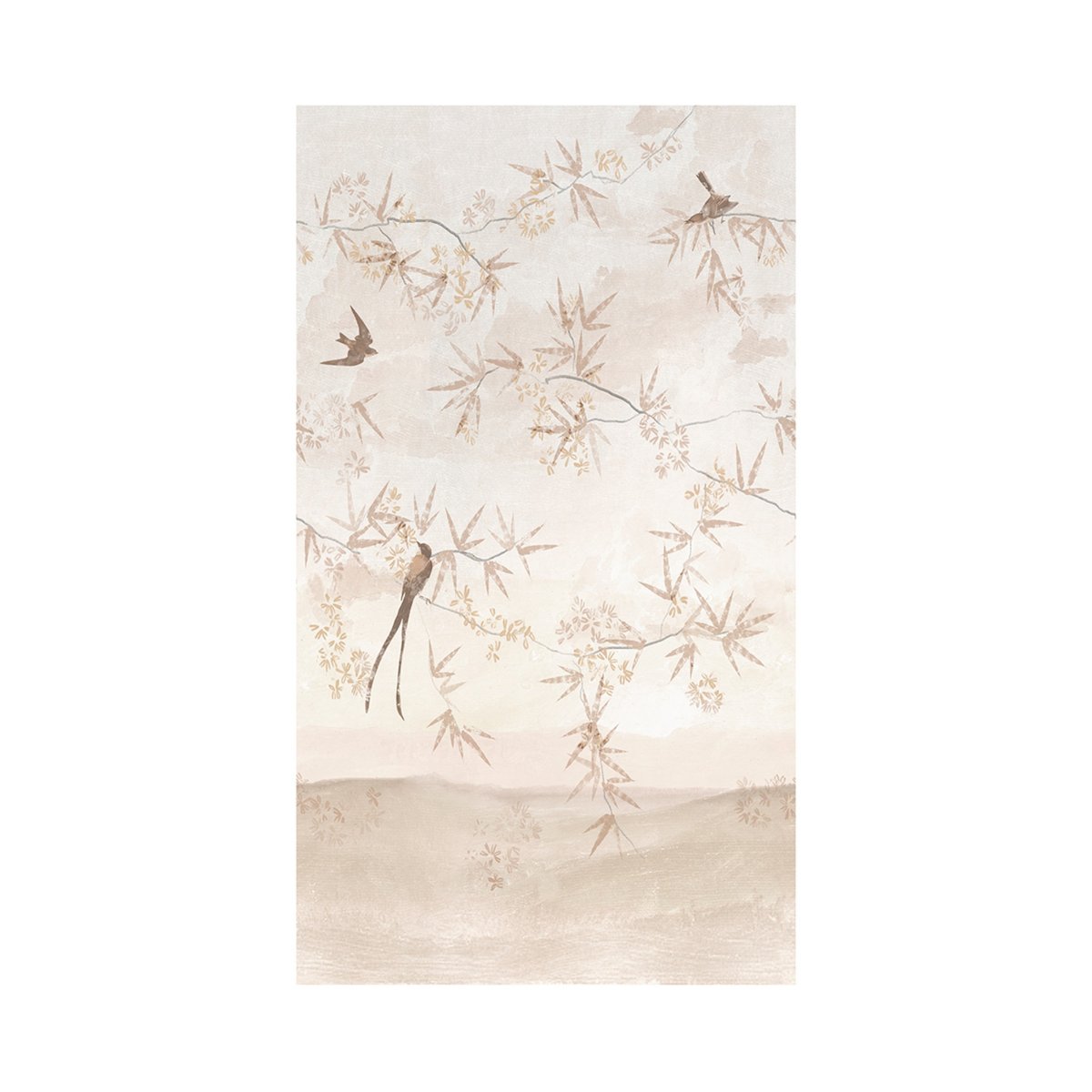 Papier peint panoramique Sakura raccordable à l'infini beige, corail poudré, ART FOR THE HOME