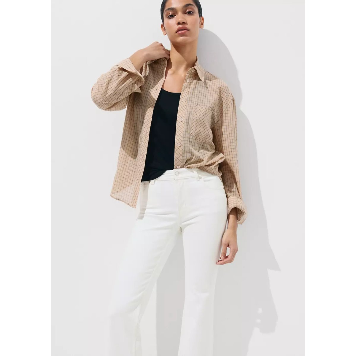 Jean Sienna flare crop blanc, MANGO