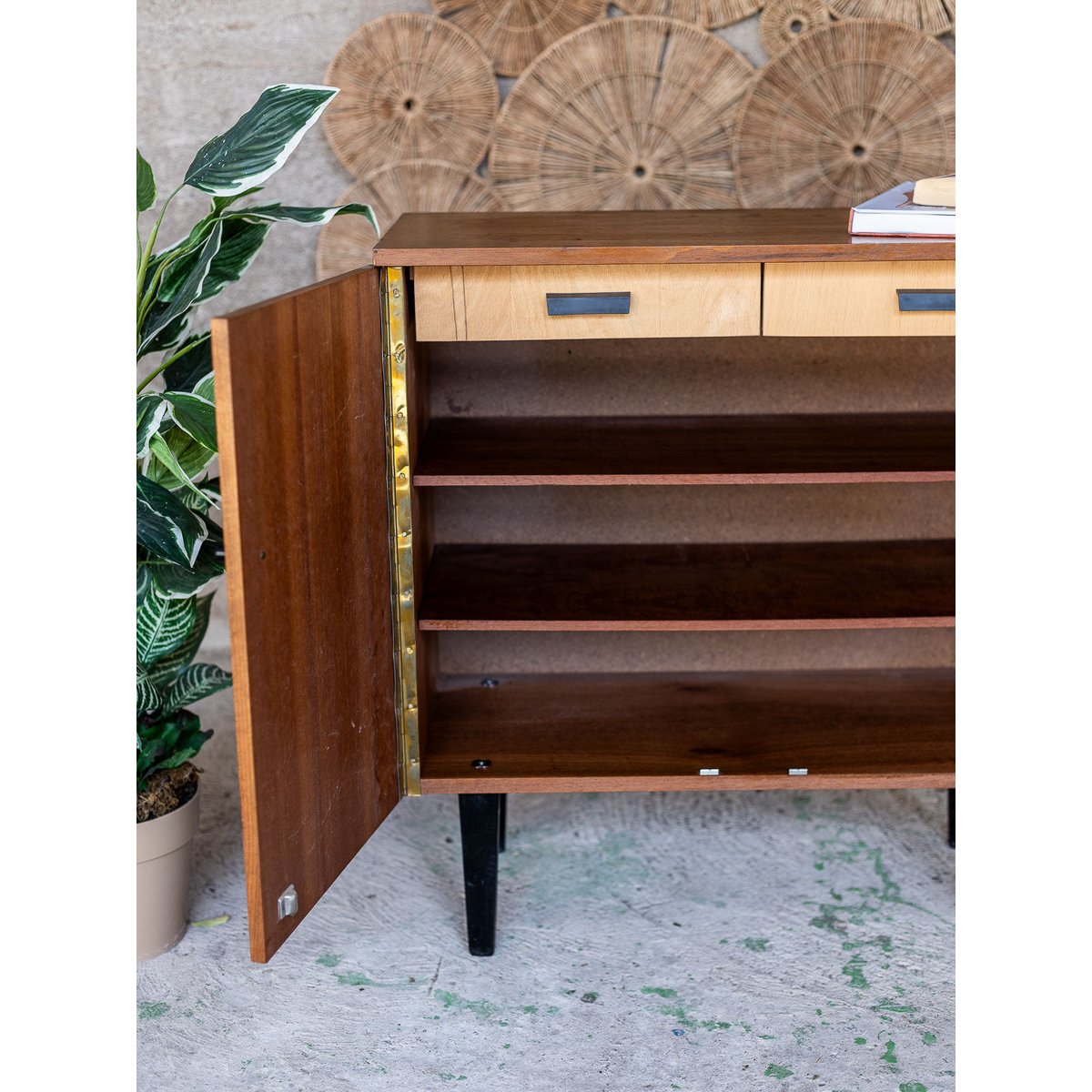 Buffet contemporain en bois Gustave N°1644 - Bon état bois foncé, DEBONGOUT