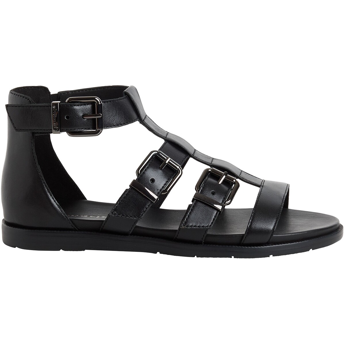 Flat Leather Sandals with Closed Heels black, TAMARIS