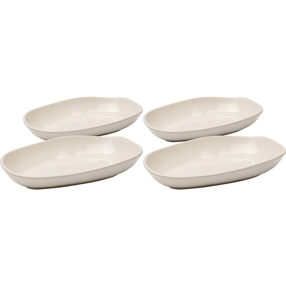 Lot de 4 assiettes creuses en faïence, ORGANIC crème, KARE DESIGN