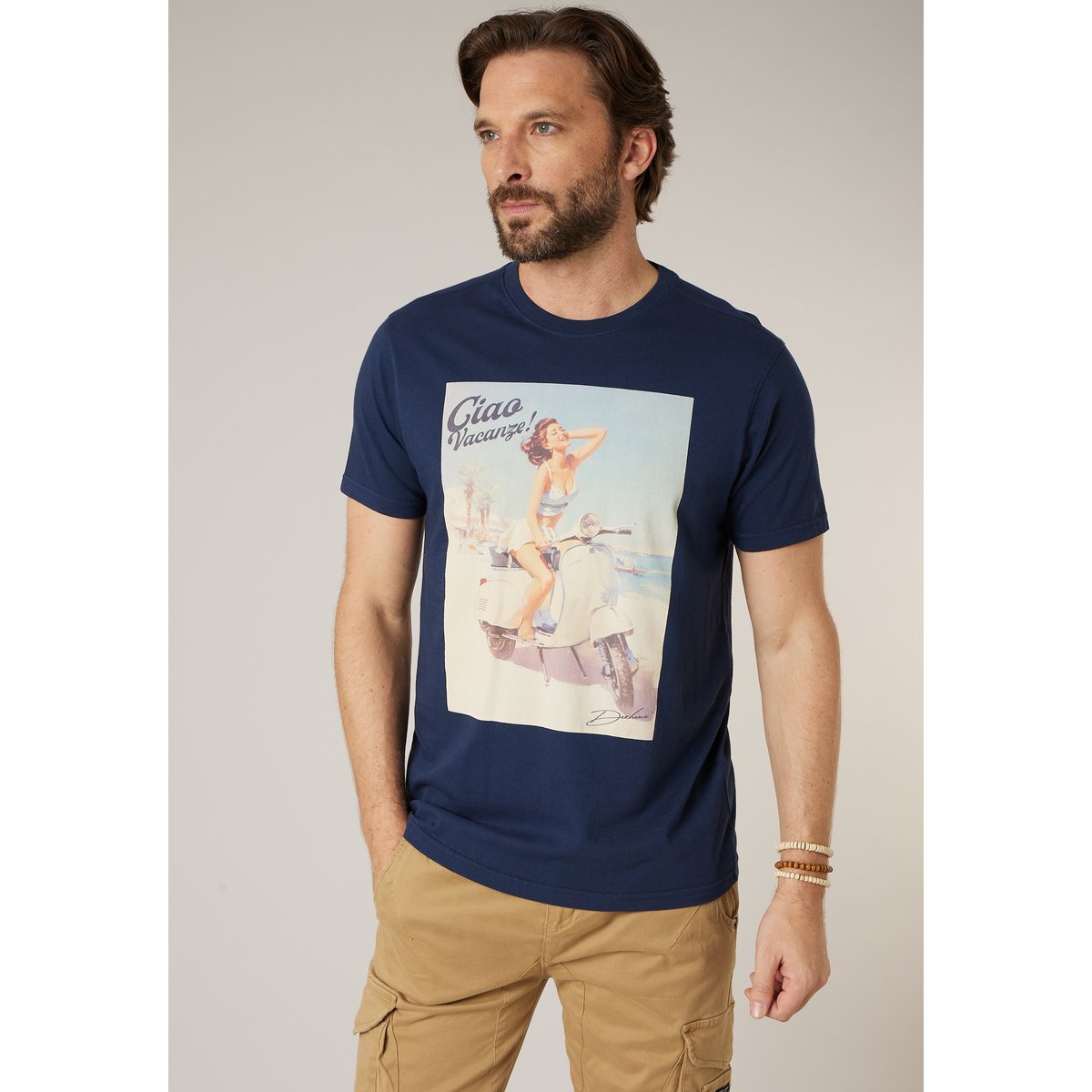 T-shirt homme en coton LORENZO navy, DEELUXE