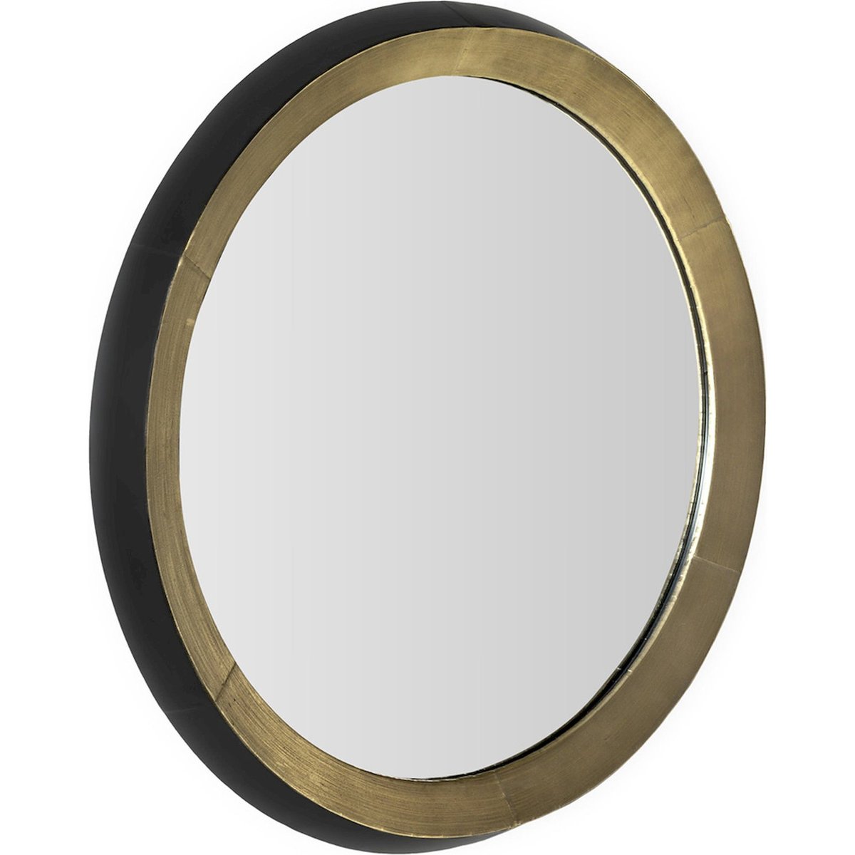 Miroir rond design contemporain en bois doré et noir raffiné, RECOLLECTION