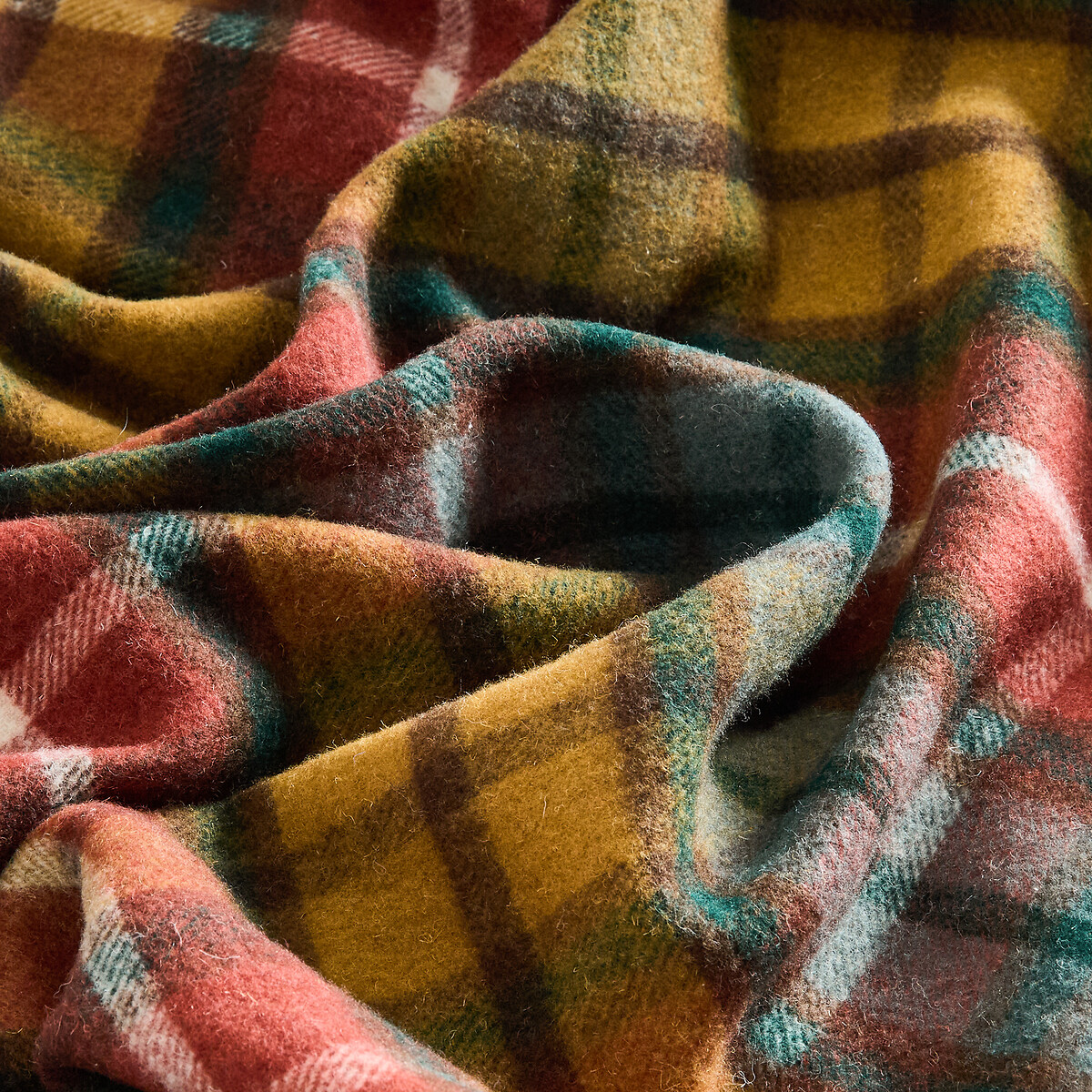 Plaid écossais esprit tartan, frangé, ESTRIA multicolore, LA REDOUTE INTERIEURS