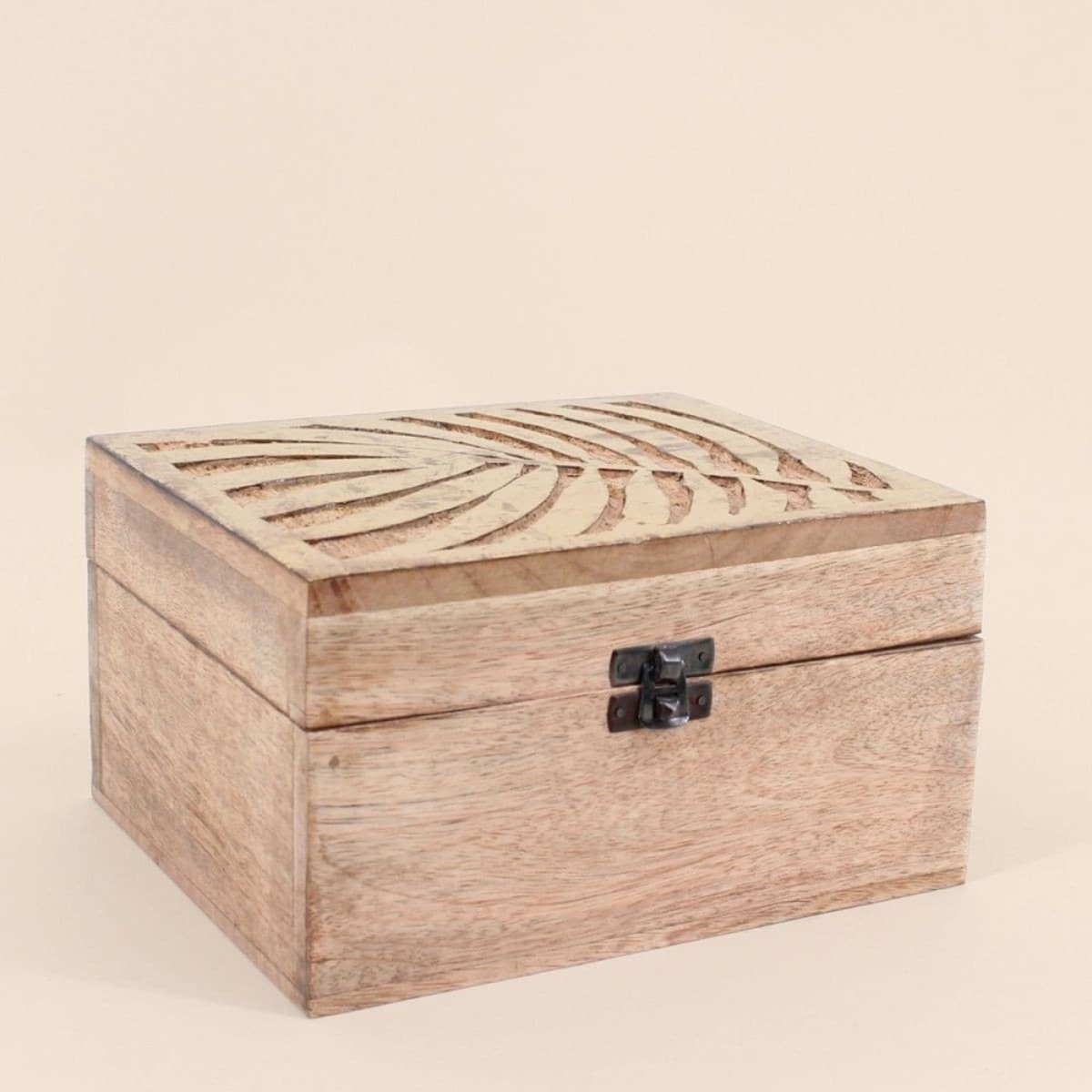 Boite en bois couvercle 21x17cm naturel, ORNAMI