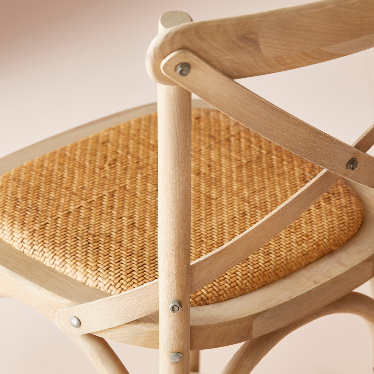 Chaise de comptoir en bois massif et cannage L50 cm - BISTROT bois clair, SIGNATURE
